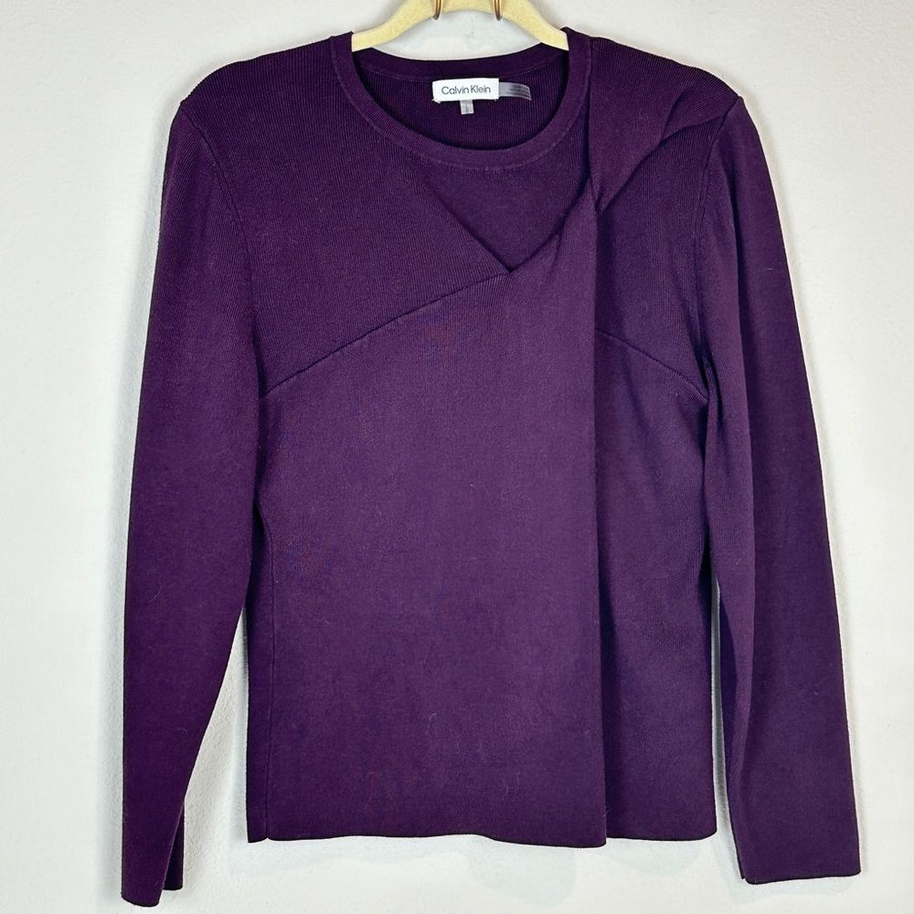 Calvin Klein Purple Long Sleeve Front Twist Sweater L